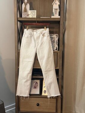 Citizens of Humanity Isola White Denim Jeans with Silver Button